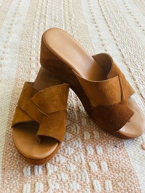 SOPHIA MILANO made in ITALY Wedge Slide Sandals SZ 8
